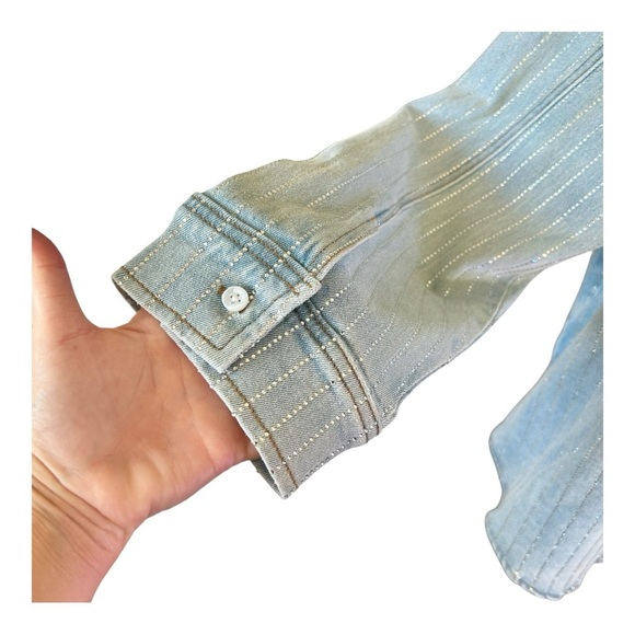 AKIRA Glam Stripe Rhinestone Button Down, Collared, NWT, Size 1X - Picture 3 of 8